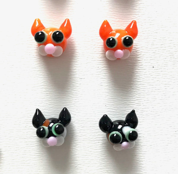 Glass Kitty Stud Earrings