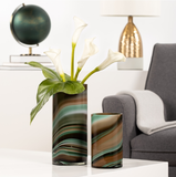 Mesa Vase Tall Green & Brown Swirl
